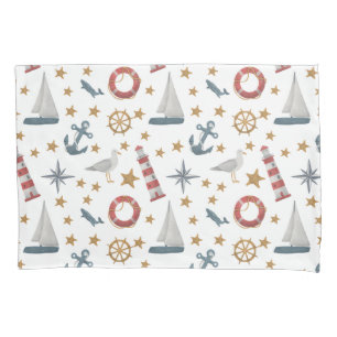 Housse D'oreillers Bateau à voile Rose Ancre marine