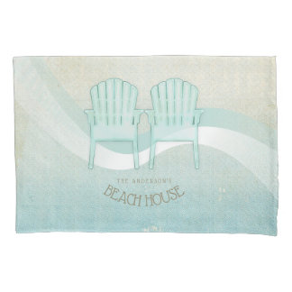 Housse D'oreillers Beach House Adirondack Chaises Aqua Blue ID623