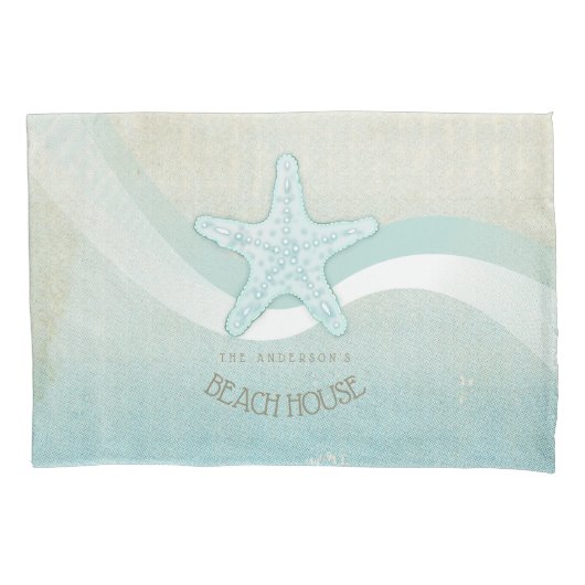 Housse D'oreillers Beach House Nautical Starfish Aqua Blue ID623 (devant)