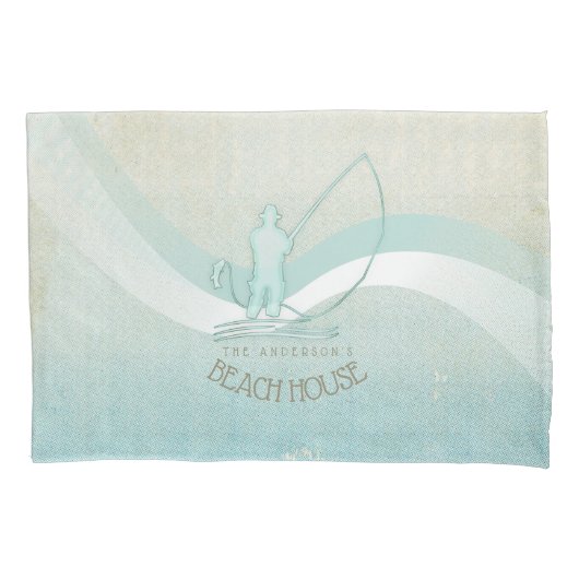 Housse D'oreillers Beach House Pêcheur nautique Aqua Blue ID623 (devant)