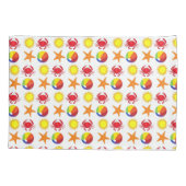 Housse D'oreillers Beach Party Beachball Sun Crab Starfish Seashore (Dos)