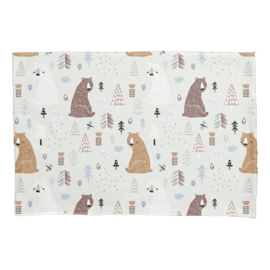 Housse D'oreillers Bears mignonne dans le Motif Woods (devant)