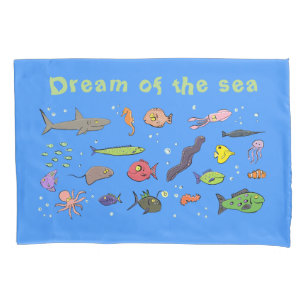 Housse D'oreillers Beau poisson drôle motif de dessin animé de la vie