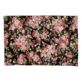 Housse D'oreillers Beau Roses à motifs floraux avec feuillage vert (devant-gauche)