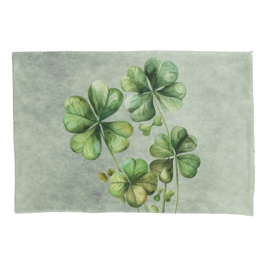 Housse D'oreillers Beau Shamrock d'aquarelle verte (devant)