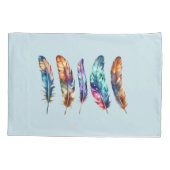 Housse D'oreillers Beautiful Multicolor Boho Feathers - Blue Graphic (Dos)