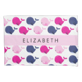 Housse D'oreillers Beaux Baleines, Motif De Baleines, Votre Nom (devant)