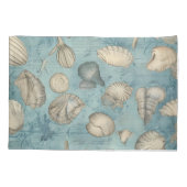 Housse D'oreillers Beaux Coquillages Vintages En Bleu (Dos)