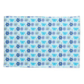 Housse D'oreillers Bébé bleu Papillons et fleurs personnalisés (Dos)