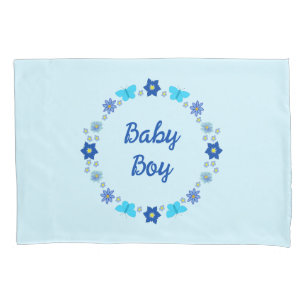 Housse D'oreillers Bébé bleu Papillons et fleurs personnalisés