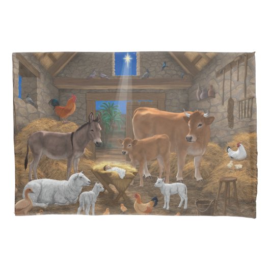 Housse D'oreillers Bébé Jésus Manger Nativité de Noël (devant)