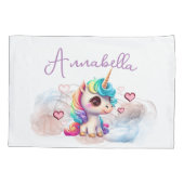 Housse D'oreillers Bébé mignon licorne et Coeurs (Dos)