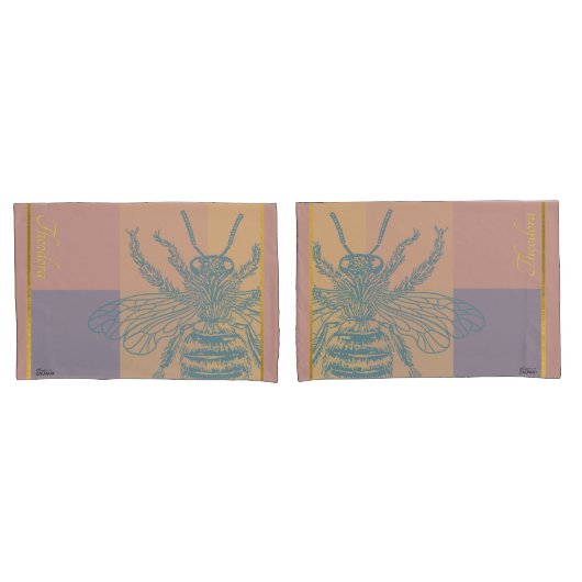 Housse D'oreillers Bee dorée moderne (devant-Set)