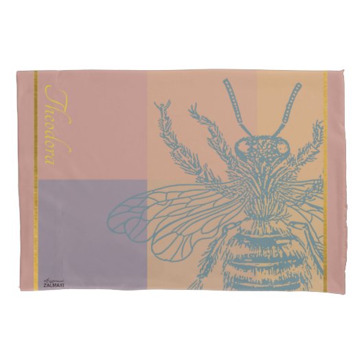 Housse D'oreillers Bee dorée moderne (devant-gauche)