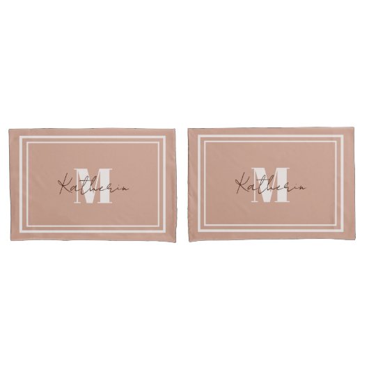 Housse D'oreillers Beige doux Nom Coussin Coque couleur D3A592 (devant-Set)