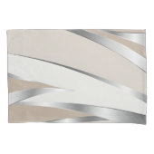 Housse D'oreillers Beige moderne, blanc et argent abstrait (devant-gauche)