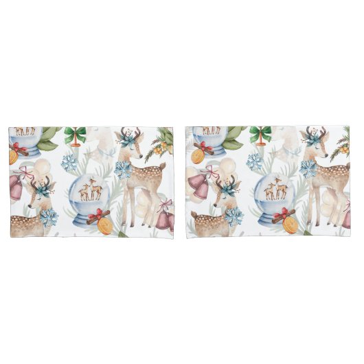 Housse D'oreillers Belle aquarelle Noël (devant-Set)