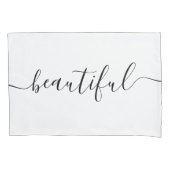 Housse D'oreillers Belle Femme NOM Blanc Noir Script (devant)