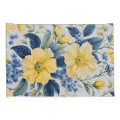 Housse D'oreillers Belles Fleurs Jaunes et Bleues (Dos-Droit)