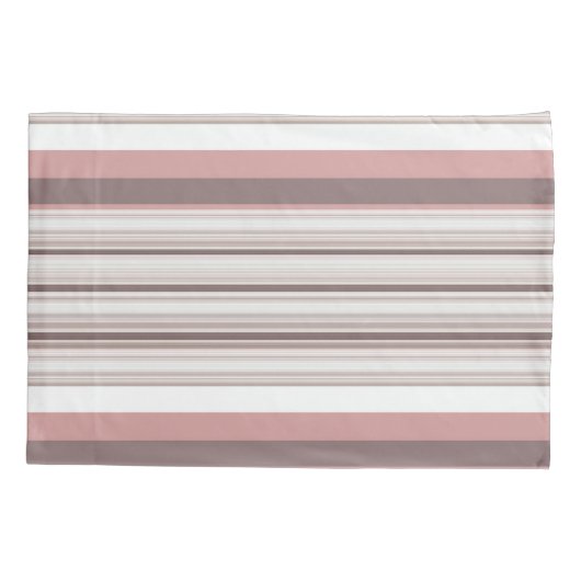 Housse D'oreillers Belles rayures brunes blanches (Dos-gauche)