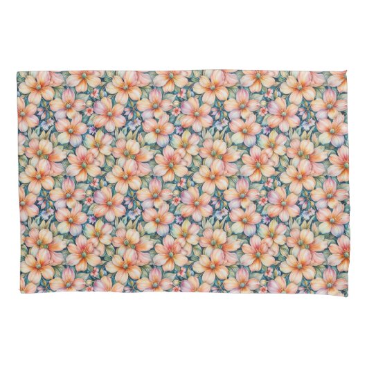 Housse D'oreillers Belles teintes Peintes Peach Floral (devant)