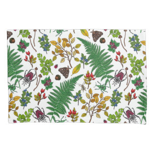 Housse D'oreillers Berries forestières, feuilles et buissons sur blan