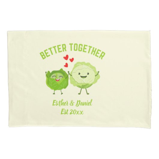 Housse D'oreillers BETTER TOGETHER Cute Cabbage Valentine Couples (devant)
