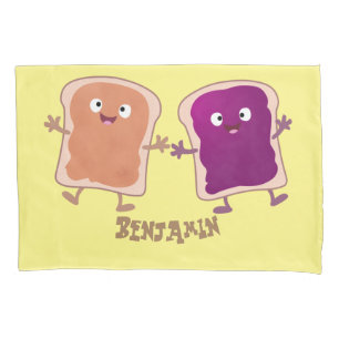 Housse D'oreillers Beurre d'arachide mignonne et caricature sandwich 