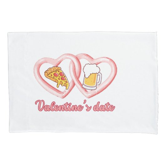 Housse D'oreillers Bière à la pizza de Saint-Valentin (devant)