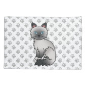 Housse D'oreillers Birman / Ragdoll Point Bleu Chat & Pattes Mignon (Dos)
