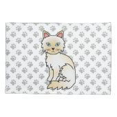 Housse D'oreillers Birman / Ragdoll Point crème Chat & Pattes Mignonn (Dos)