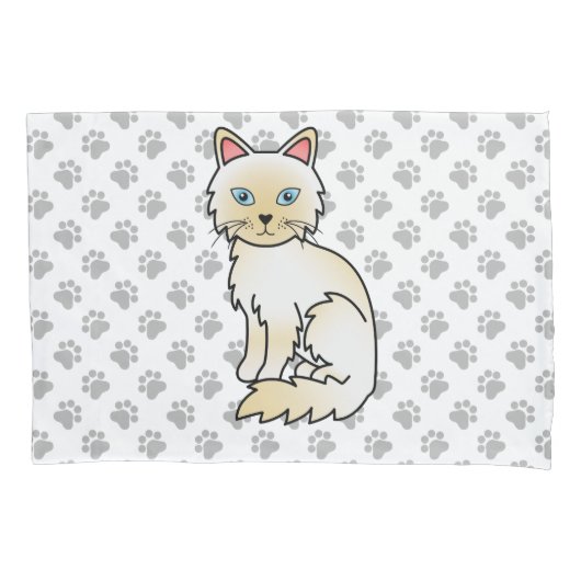 Housse D'oreillers Birman / Ragdoll Point crème Chat & Pattes Mignonn (devant)
