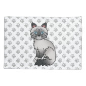 Housse D'oreillers Birman / Ragdoll Tabby bleu Point Chat & Pattes Mi (Dos)