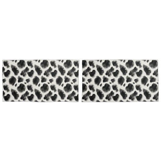 Housse D'oreillers Black and White Cow Print Pattern (devant-Set)
