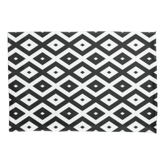 Housse D'oreillers Black and white diamond pattern (devant)
