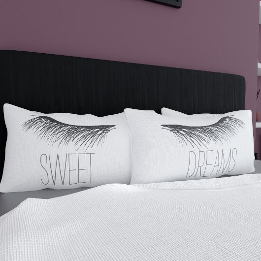 Housse D'oreillers Black and White Sweams Dreams Lashes Coussin Coque