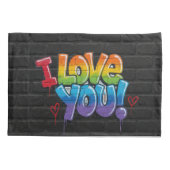 Housse D'oreillers Black Brick Wall with Graffiti “I Love You!” (Dos)