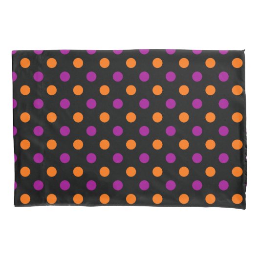Housse D'oreillers Black Purple Orange Polka Dot Pattern (devant)