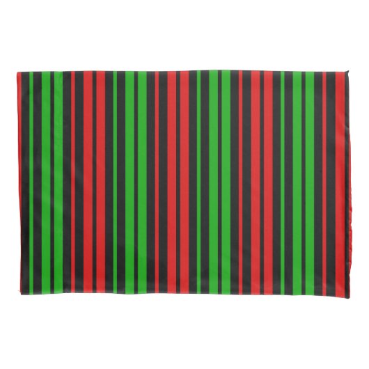 Housse D'oreillers Black Red Green Stripes Pattern   (devant)