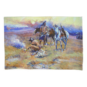 Housse D'oreillers Blackfeet Burning Crow Buffalo Range Charles M Rus