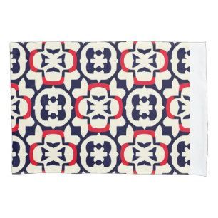 Housse D'oreillers Blanc rouge et bleu de luxe