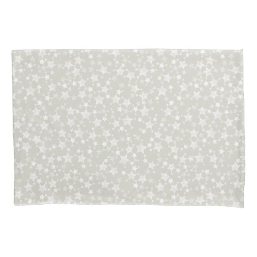 Housse D'oreillers Blanc sur beige | Motif d'étoiles d'impression Lin (devant-gauche)