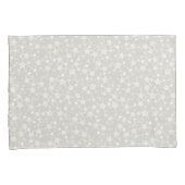 Housse D'oreillers Blanc sur beige | Motif d'étoiles d'impression Lin (devant-Droit)