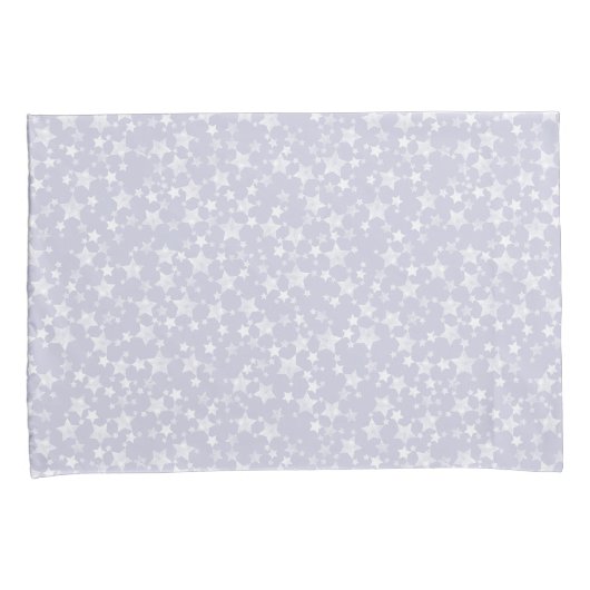 Housse D'oreillers Blanc sur Dusty Purple | Motif d'étoiles d'impress (devant-Droit)