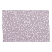 Housse D'oreillers Blanc sur Mauve | Motif d'étoiles d'impression Lin (Dos-Droit)