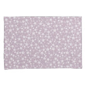 Housse D'oreillers Blanc sur Mauve | Motif d'étoiles d'impression Lin (devant-Droit)
