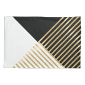 Housse D'oreillers Blancs d'or géométrique noir moderne (Dos-gauche)