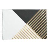 Housse D'oreillers Blancs d'or géométrique noir moderne (devant-Droit)