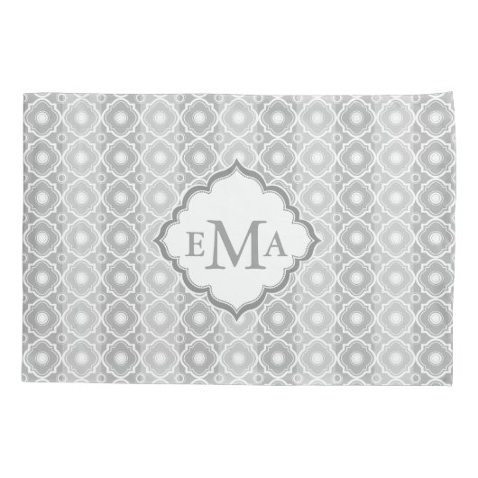 Housse D'oreillers Blancs et Gris & Quatrefoil Géométriques (Dos)