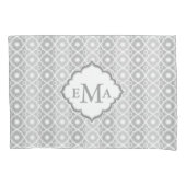 Housse D'oreillers Blancs et Gris & Quatrefoil Géométriques (devant)